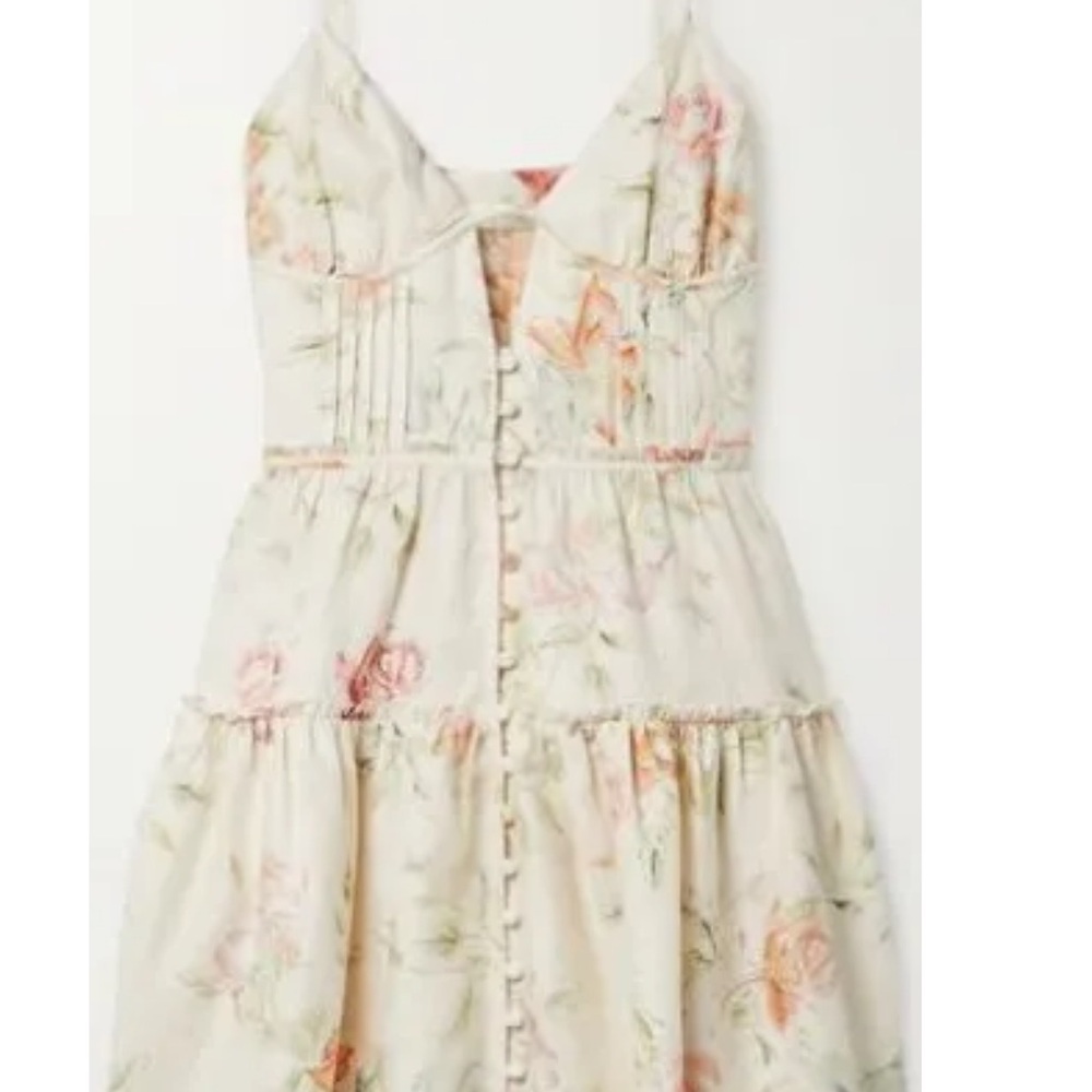 LoveShackFancy Floral Cream Mini Dress